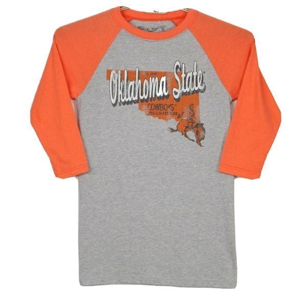 Oklahoma State Cowboys Baseball Shirt‎ T-Shirt Gray Orange S Small - Picture 1 of 10